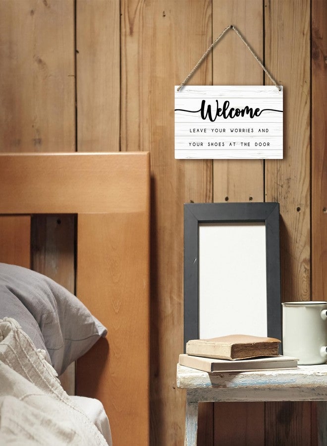 PHAMTE 12" x 6" Rustic Welcome Wooden Wall Sign - Image 2